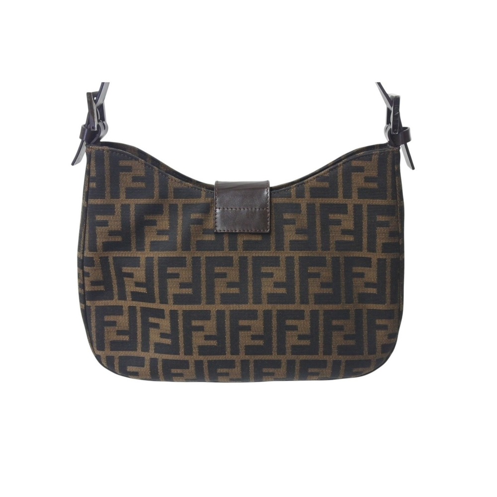 FENDI Mamma Bucket Hobo One Shoulder Hobo Bag Zucca Canvas Leather Brown - Picture 3 of 8